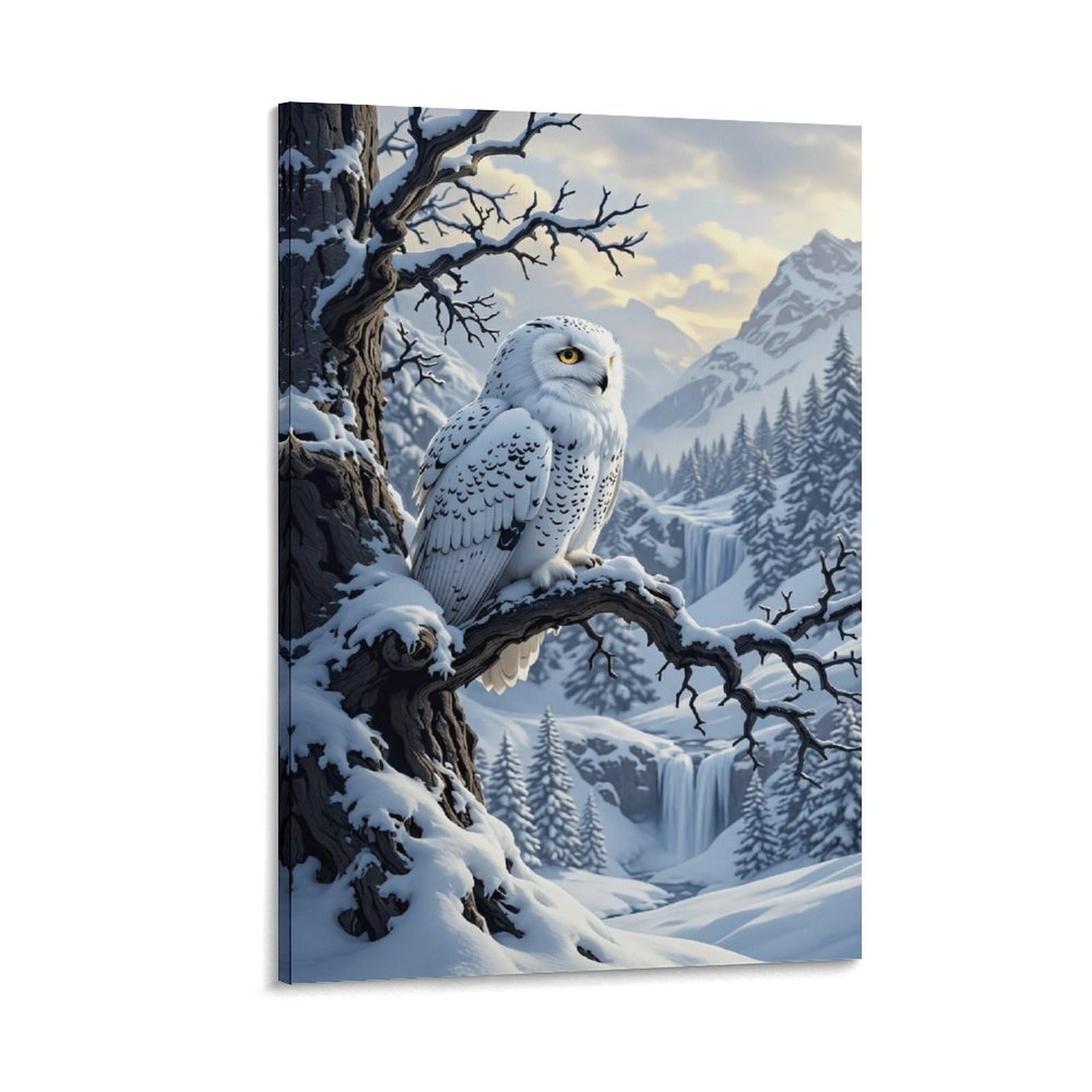 XPASHIQWC Snowy Owl Wall Decor Poster Winter Forest Canvas Prints Picture Modern Wall Art Picture Wall Hanging for Office Gym Living Room Decor 12x18inch(30x45cm)