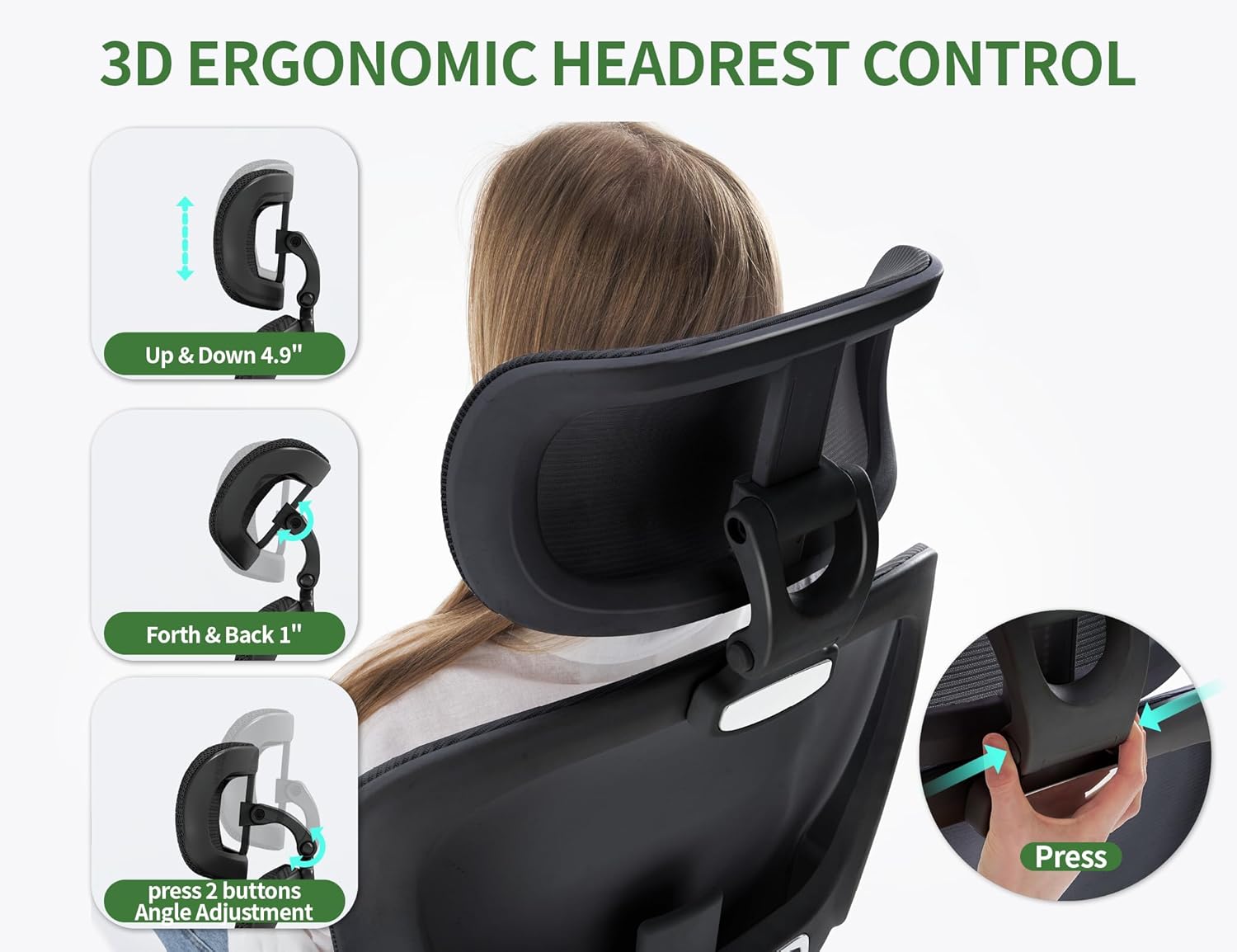 Ergonomic Office Chair: 400LBS Computer Desk Chair Comfy-Black Big and Tall Office Chair with Lumbar Support & Headrest-Gaming Chairs for Adults-Executive Office Rolling Chairs for Home Work - Image 7