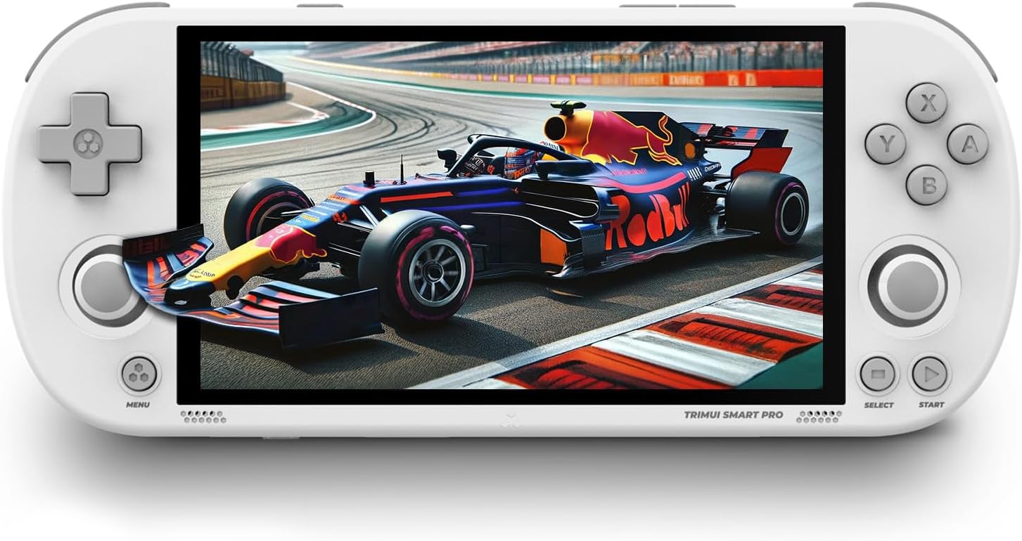 Trimui Smart Pro Handheld Game Console, 4.96-Inches Display Console Preinstalled Emulator with 128/256GB TF Card, Retro Game Console with Linux System Allwinner A133P Processor (White-256GB)