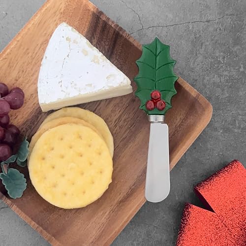 Miniatura 3 de UP ware 4 piezas pintadas a mano mango de resina con hoja de acero inoxidable esparcidor queso esparcidor mantequilla cuchillos (acebo)