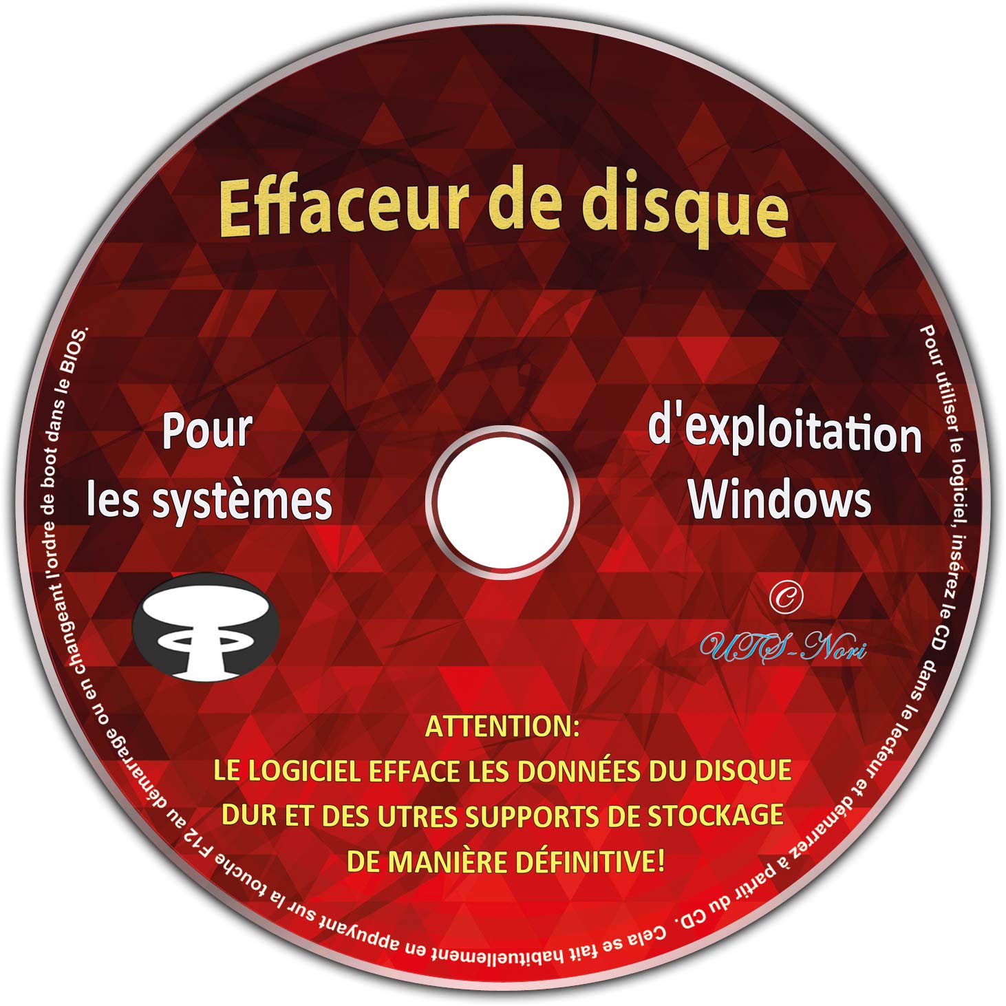 Effaceur & formateur de disque dur pour les systèmes d'exploitation Windows 10 / 8 / 7 / Vista / XP (32 & 64 Bit), destructeur de données, suppression sécurisée de données " Tous supports de stockage"