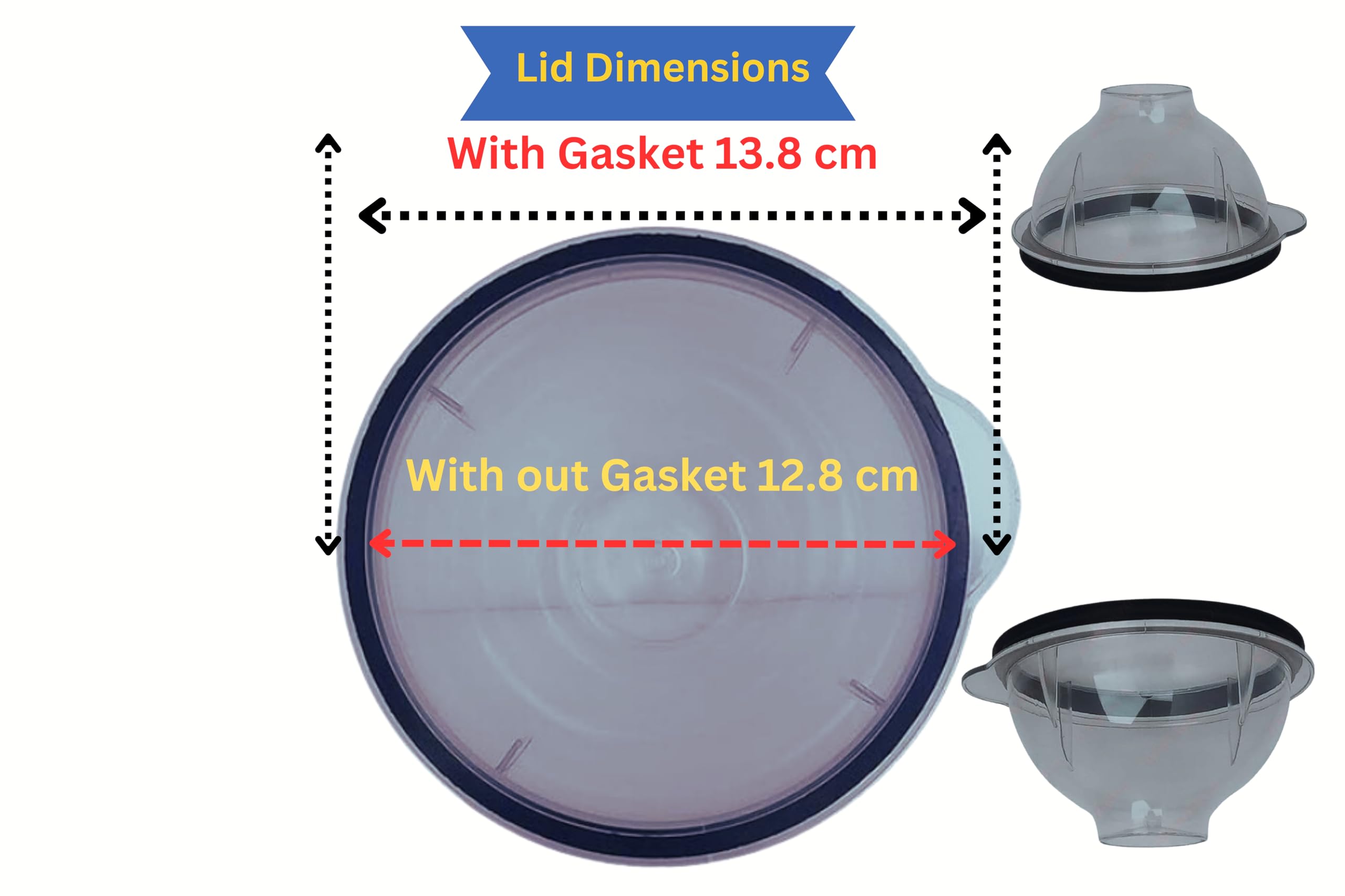 Mixer Grinder (Dome/Big jar lid/Cap with Rubber Gasket) Compatible for "PREETHI" jar (Compaitable only for 1 Litre/1.5 Litres Jars) (Diameter: 12.8 CM) - Pack of 1 Unit — Amazon image 2