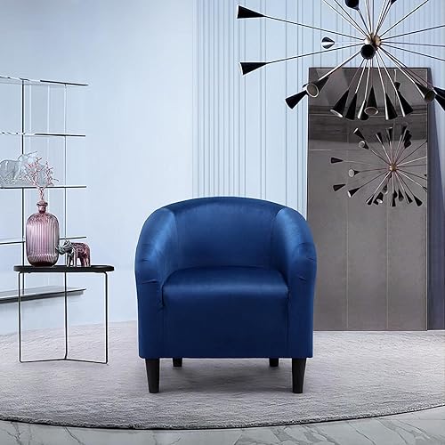 Miniatura 5 de Topeakmart Silla decorativa de terciopelo, cómoda y moderna silla de club de terciopelo con reposabrazos y patas resistentes para sala de Azul