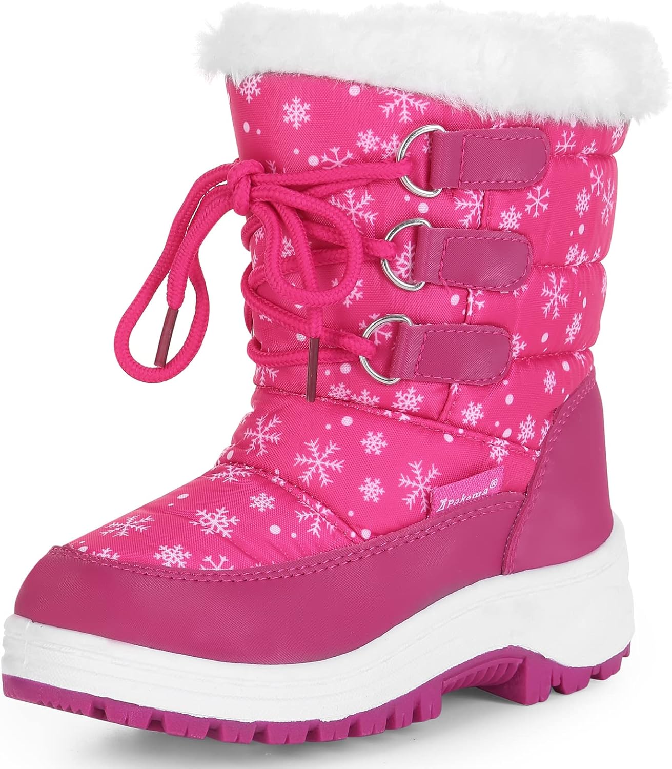 Apakowa Kids Girls Insulated Fur Winter Warm Snow Boots (Toddler/Little Kid)