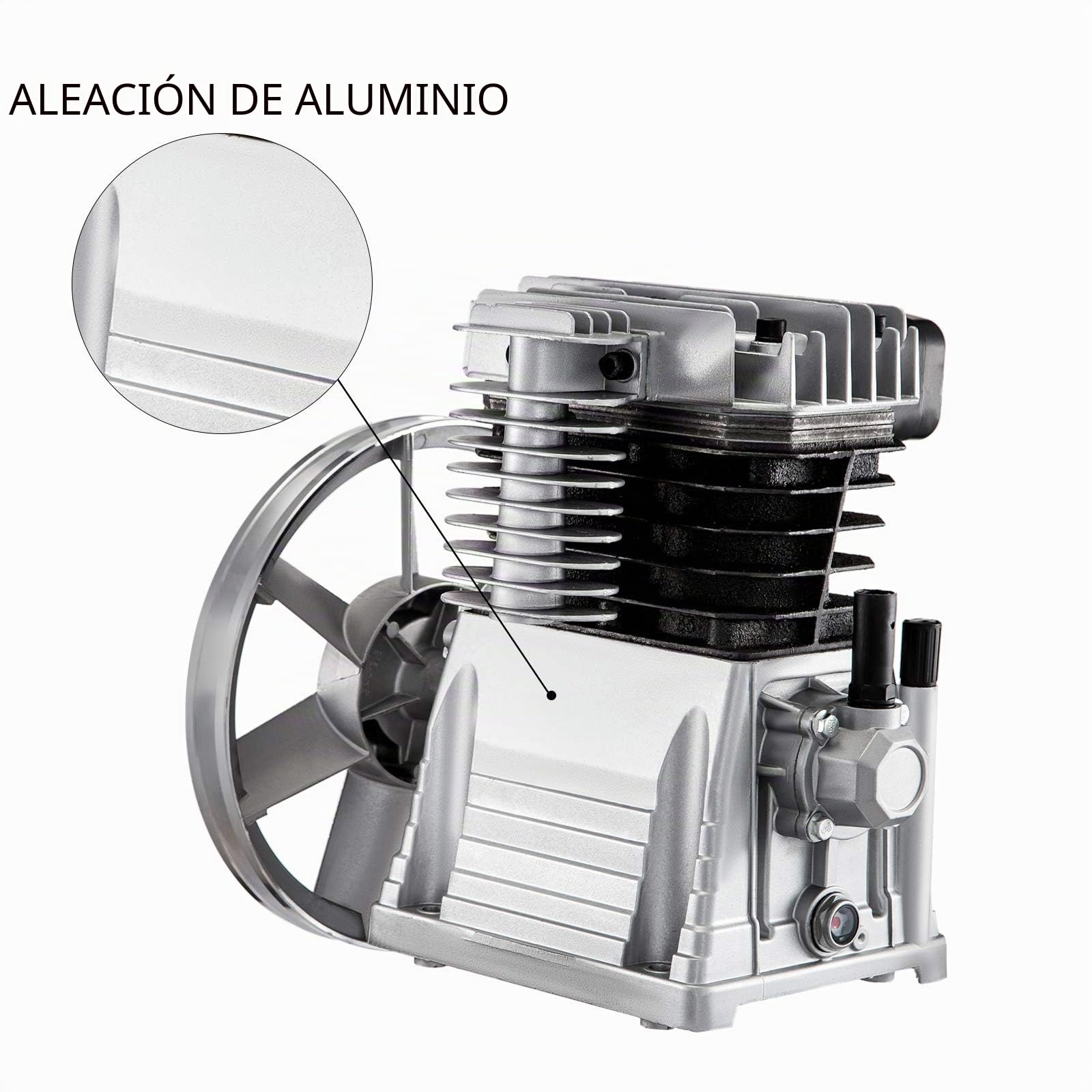 VEVOR Bomba de compresor de aire 375L 3KW pistón doble cilindro 1300rpm 1 etapa 11 bar aluminio