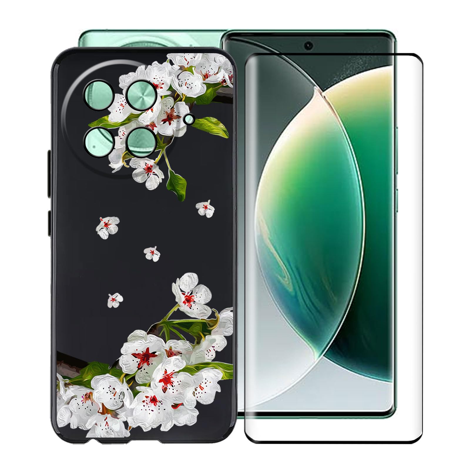 KJYFOANI for Tecno Camon 30S Pro Case, with [ 1 x Screen Protector Tempered Glass Film], Black Soft Silicone Cover Shockproof Bumper Protection Case