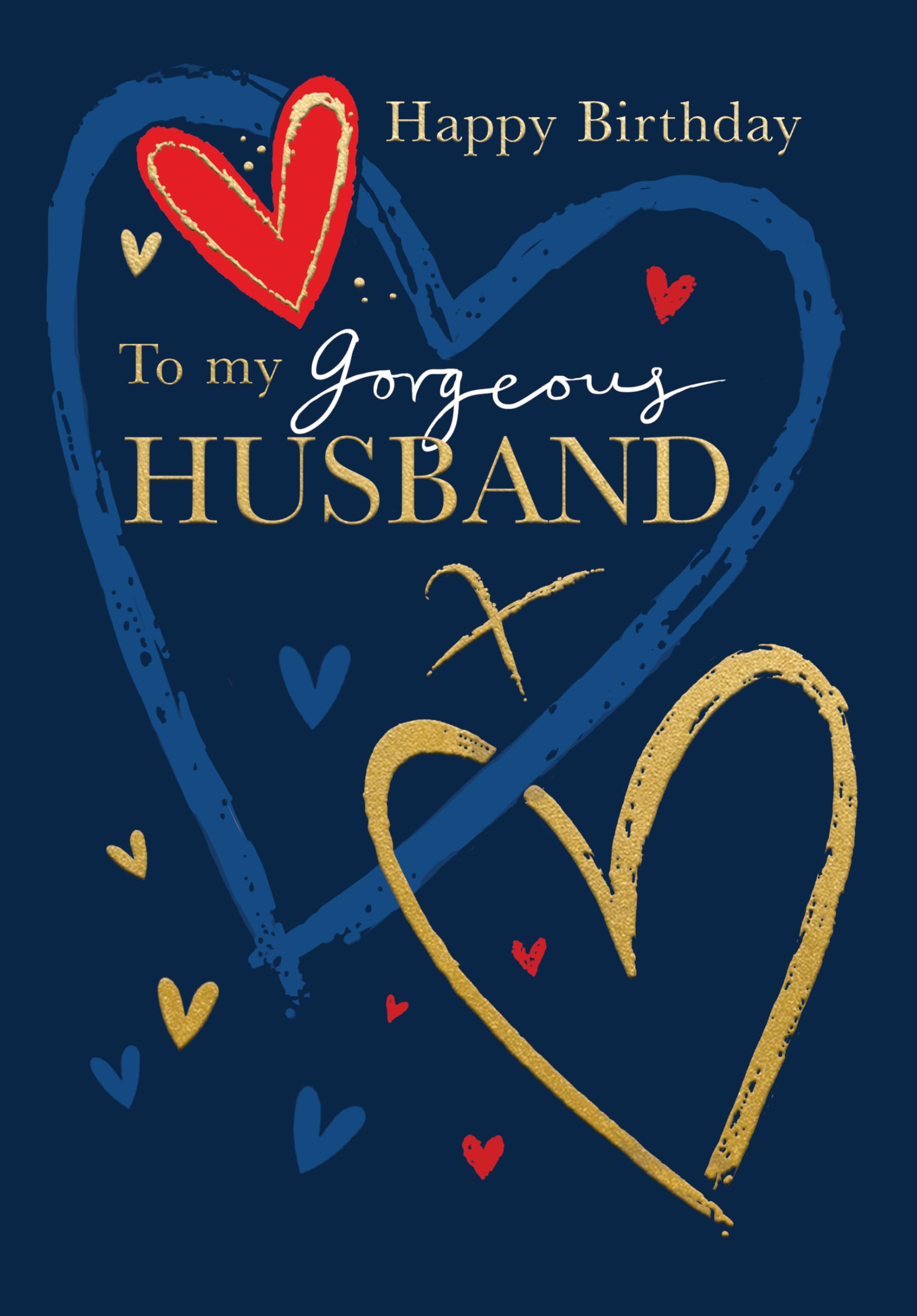 Ling Design Birthday Card for Husband - Romantic Love Hearts Design - 3D Embellishment & Embossed Gold Foil Finish - Premium Greeting Card with Envelope