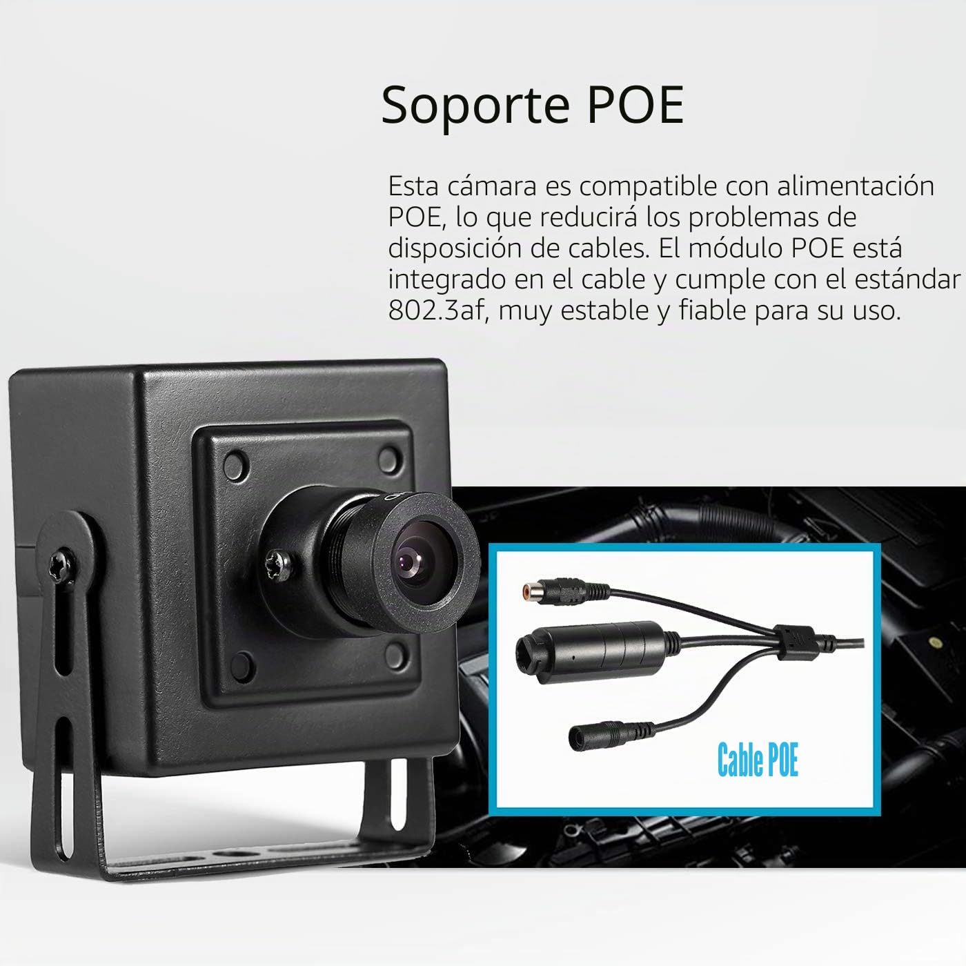 Revotech Mini Cámara IP PoE con Audio, Cámara de Seguridad Interiores P2P Vista Remota 3MP HD CCTV Video Vigilancia H.265 H.264 (I706-P-Audio Black)