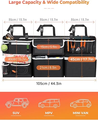 Miniatura 4 de Oasser Organizador de almacenamiento para automóvil, nueva versión, organizador colgante para maletero con 10 bolsas de almacenamiento funcionales