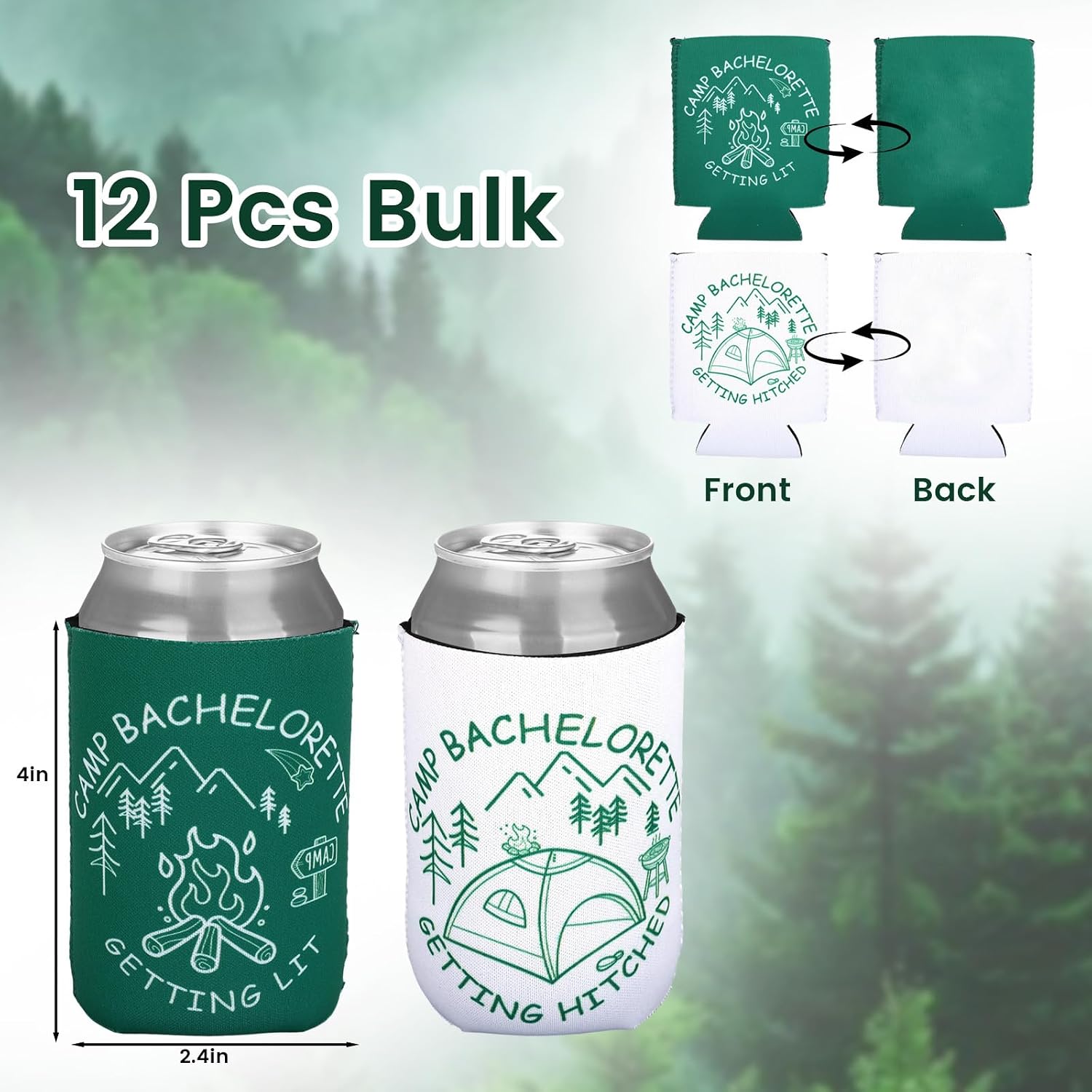12 Pcs Reusable Camp Bachelorette Party Can Coolers for Bridal Shower image 2