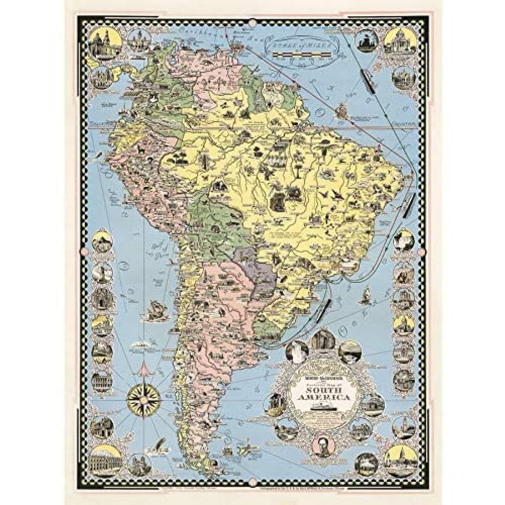 Artery8 Unframed Wall Art 1942 Ernest Dudley Chase Pictorial Map South America12X16 Inch from B&Q