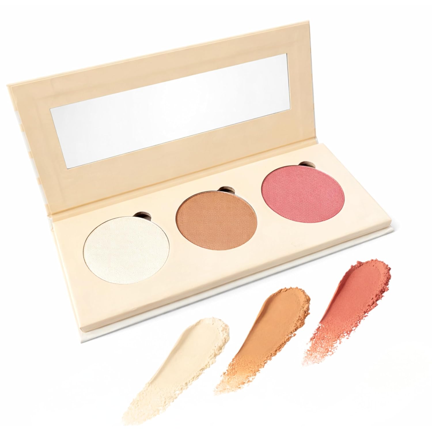 Beau Pur Cosmetics On The Go Blush, Bronzer & Highlighter Palette Makeup for Cheeks Face Blushes Bronzer Powder Highlighter Palette Travel Compact Womens Makeup for Girls Cruelty Free USA Compact Glow