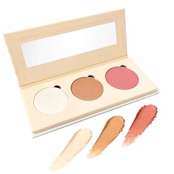 Beau Pur All-in-One Face Makeup Palette Blush, Bronzer & Highlighter Powder Contour Kit, Travel Compact Glow Palette for Women & Girls