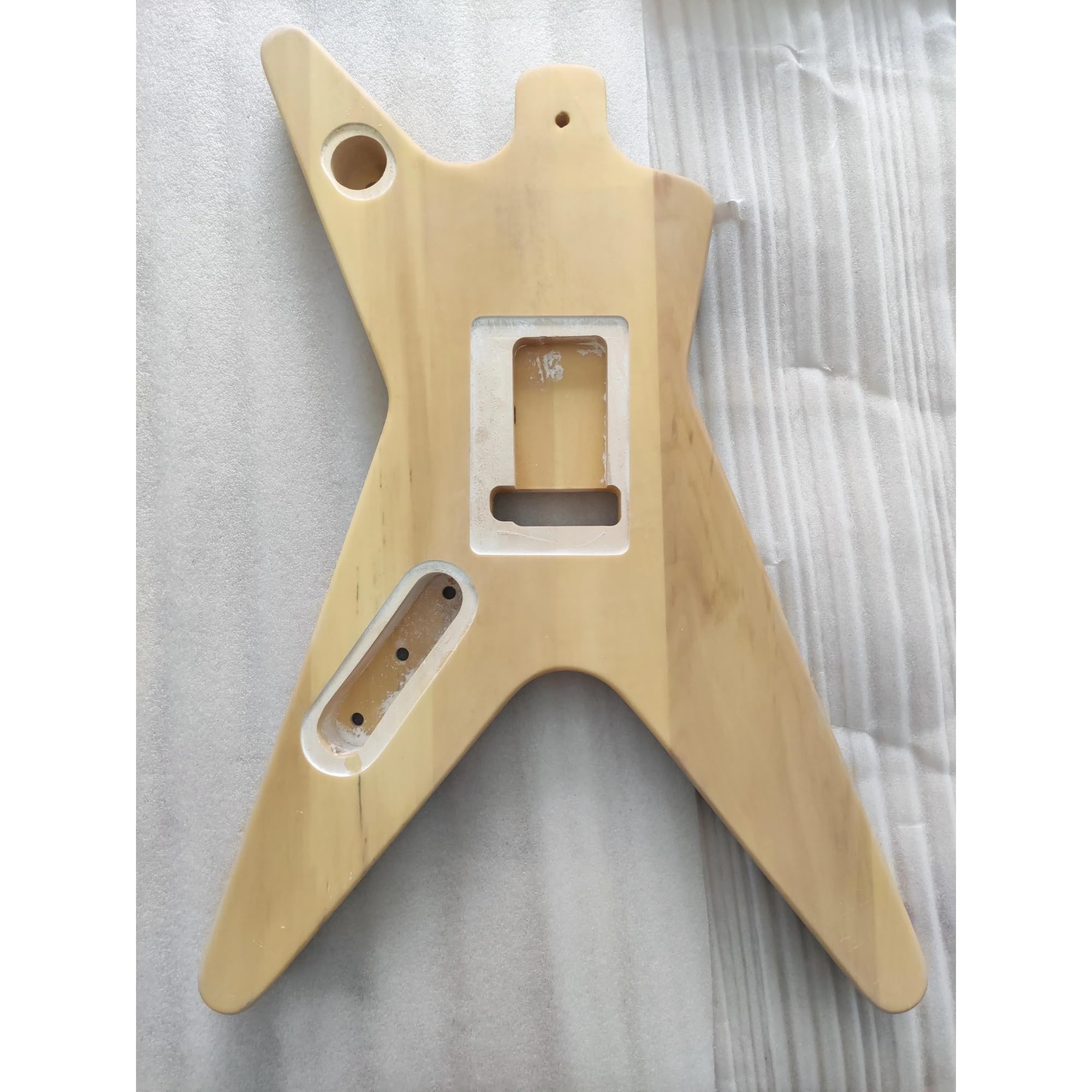 Unfinished Guitar Body Solid Wood Electric Guitar Body Nitro Treatment Special Shape Replacement Parts 2 HH Pickup Holes