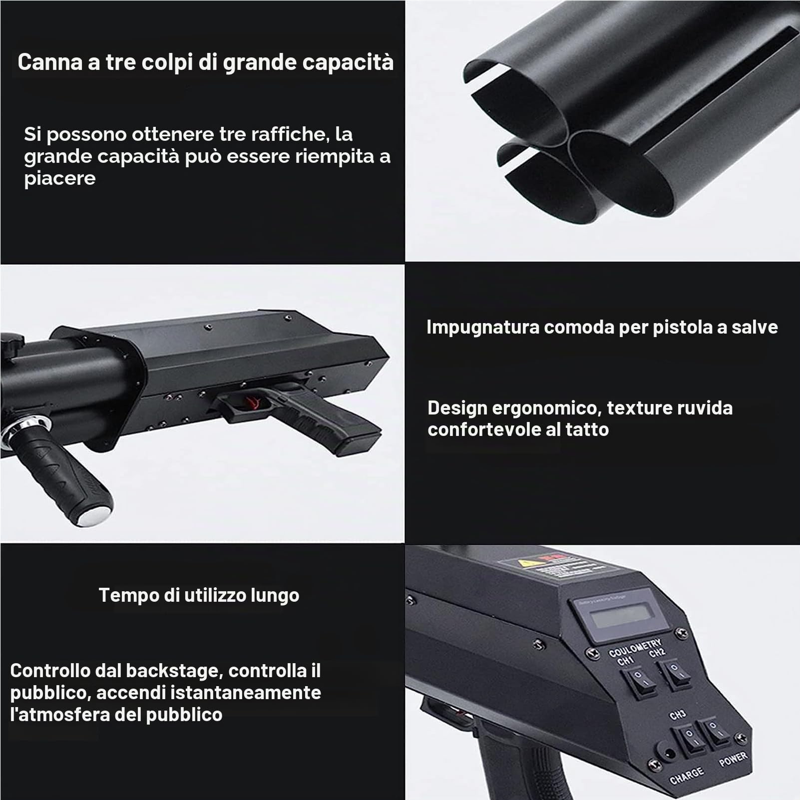 RayGenius Lanciatore dei Coriandoli, Cannone Elettrico dei Coriandoli, Getto della Macchina di Effetto della Fase LED Tenuta in Mano della Macchina dei Coriandoli per Halloween。