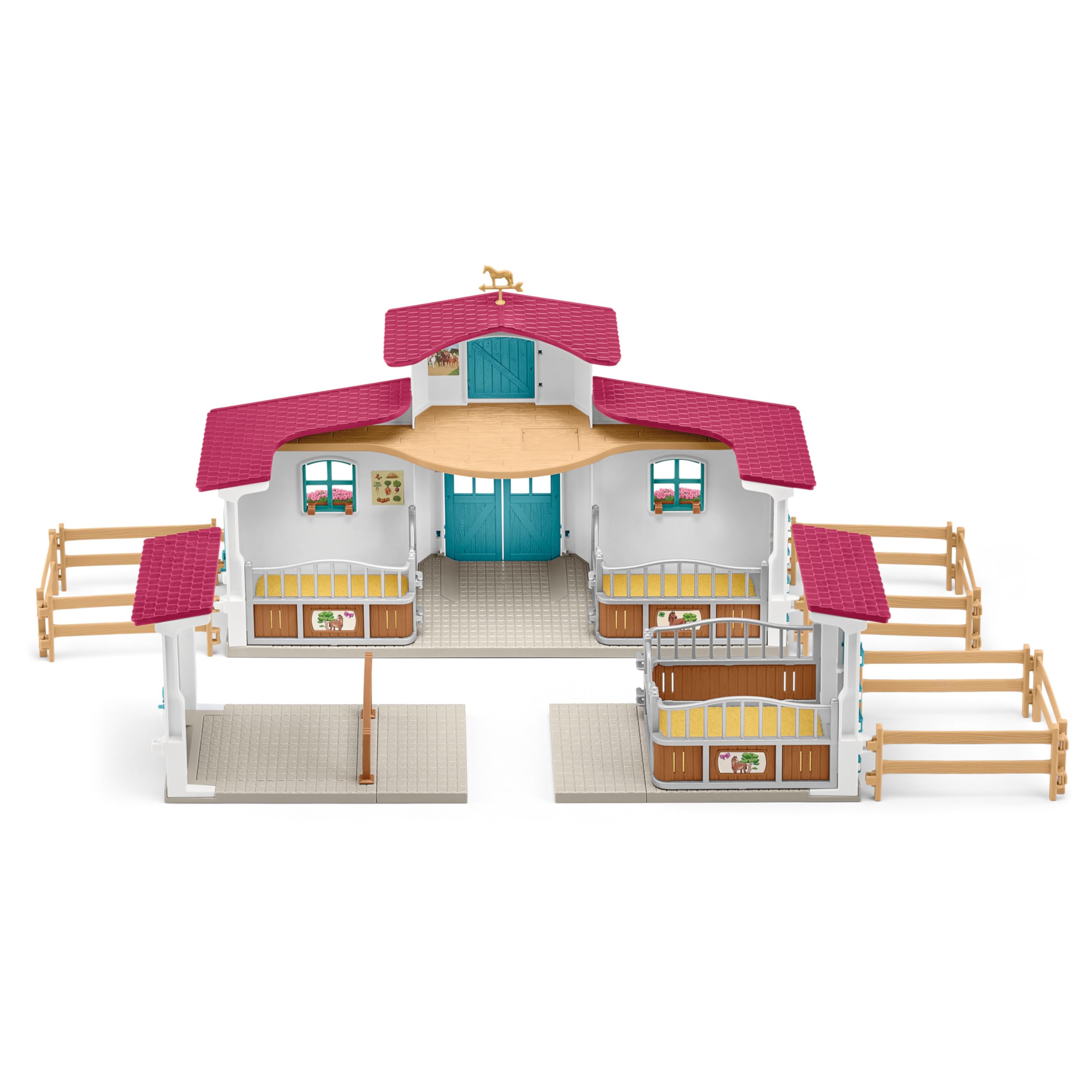 schleich HORSE CLUB | Reiterhof 42567 | Pferdestall mit Hannah, Lisa, 3 Pferden, Pferdeboxen und viel Zubehör | Geschenk für Mädchen & Jungen | Kinder Pferde Spielzeug ab 5 Jahren | Set aus 115 Teilen