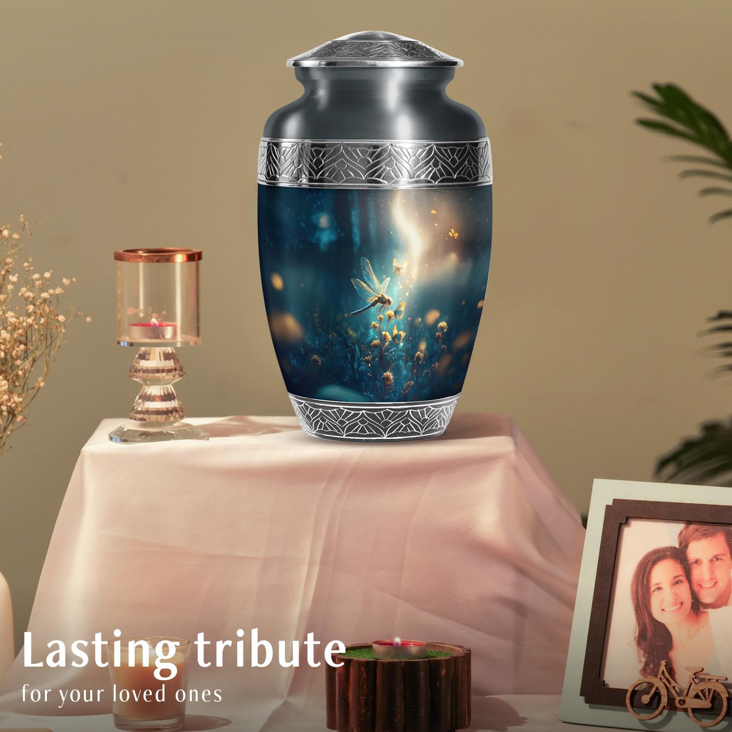 Dragonfly Urns for Human Ashes Adult Male and Female, Butterfly Urn for Ashes for Women, Funeral Urns for Burial, Handcrafted Large Urn, 10 Inch