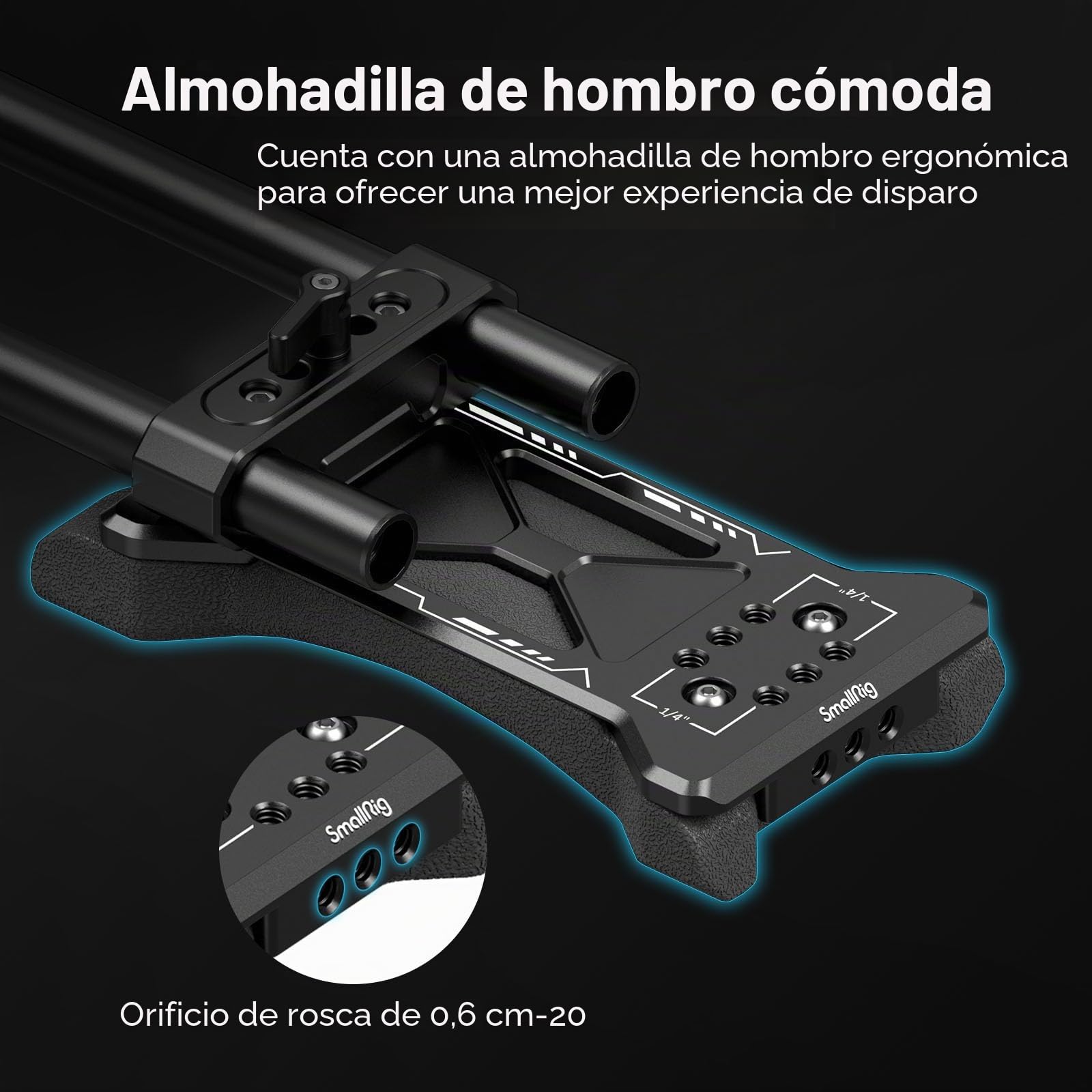SMALLRIG Kit Universal de Soporte de Hombro para Cámara, 40 cm, Sistema de Varilla Extendida de 15 mm, Estabilizador para Videocámara DSLR y Hacer Películas