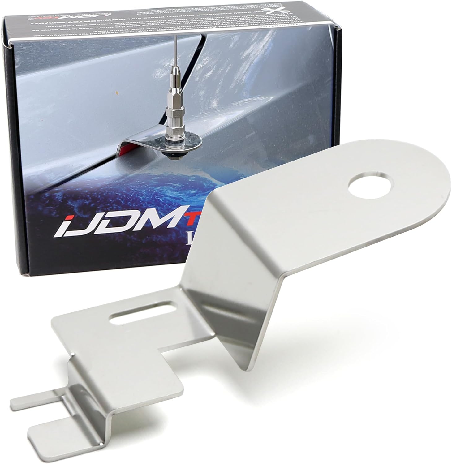 iJDMTOY Stainless Steel Constructed Heavy Duty Hood Edge CB/Antenna Bracket Compatible with 2017-2022 Ford F-250 F-350 Super Duty