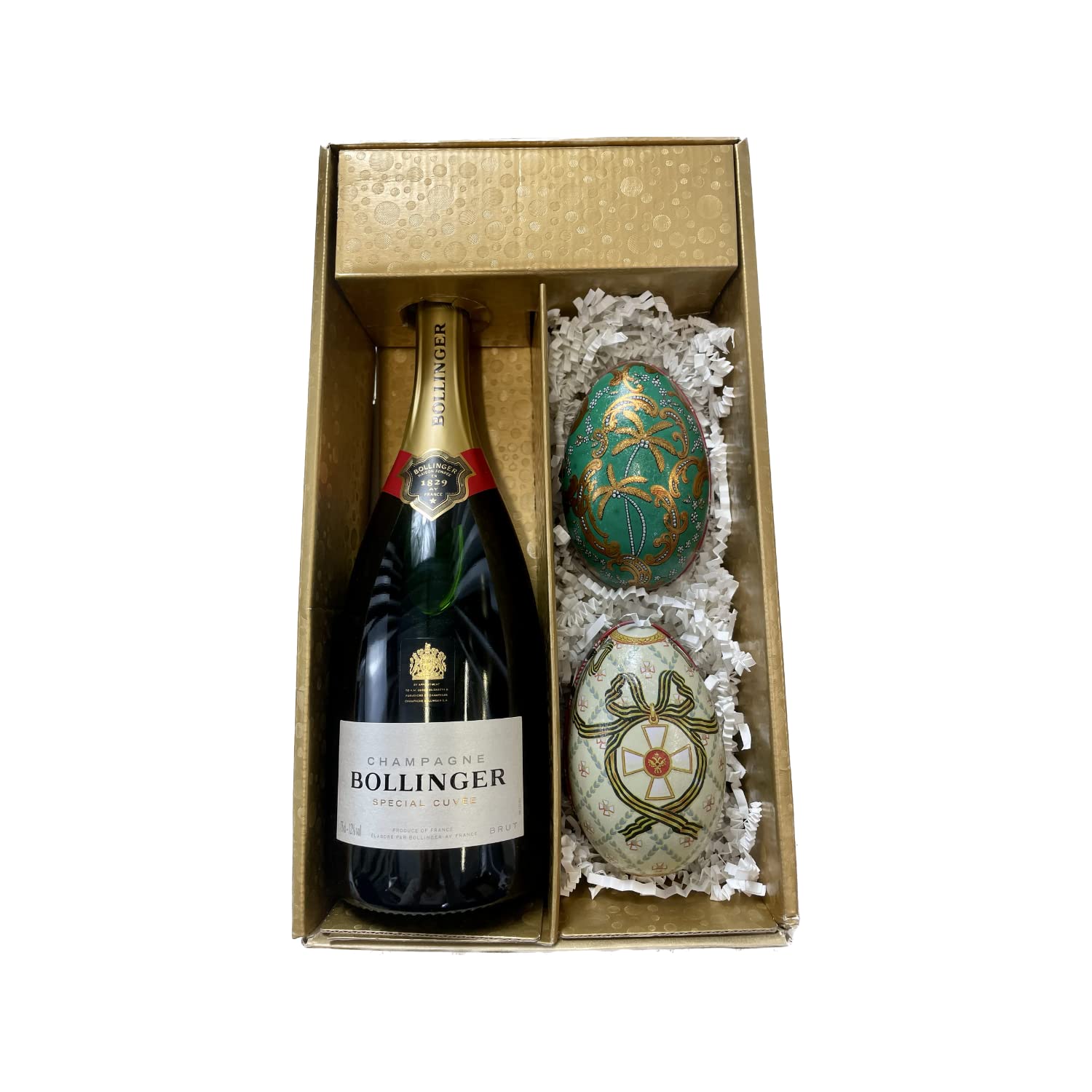 Coffret Cadeau Champagne Bollinger - Or - 1 Brut - 2 Oeufs de Fabergé (motif aléatoire) LE PETIT DUC