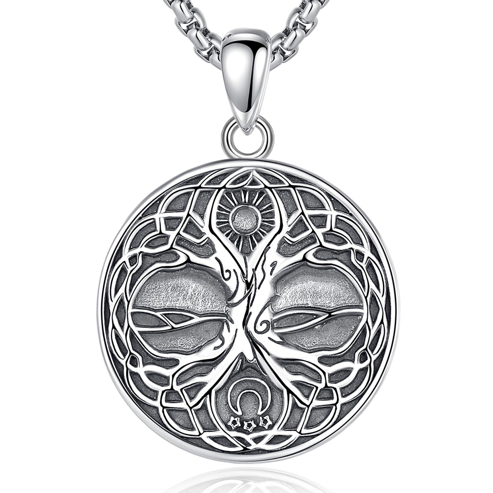 CELESTIA Thor's Hammer Necklace Viking Chain Men Women Compass/Mjölnir/Wolf/Yggdrasil Pendant 925 Silver Viking Jewellery Nordic Gifts