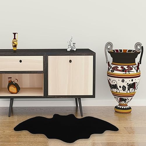 Miniatura 4 de Tapete de baño de murciélago para Halloween, tapete gótico de baño, antideslizante para puerta delantera, tapete gótico para dormitorio, color