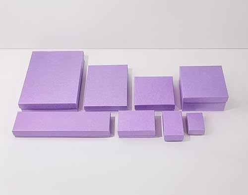 Miniatura 36 de TheDisplayGuys - Paquete de 25 cajas de regalo de cartón kraft #53 con relleno y tapa de algodón, lavanda clara, (5.4 x 3.9 x 1.0 pulgadas)