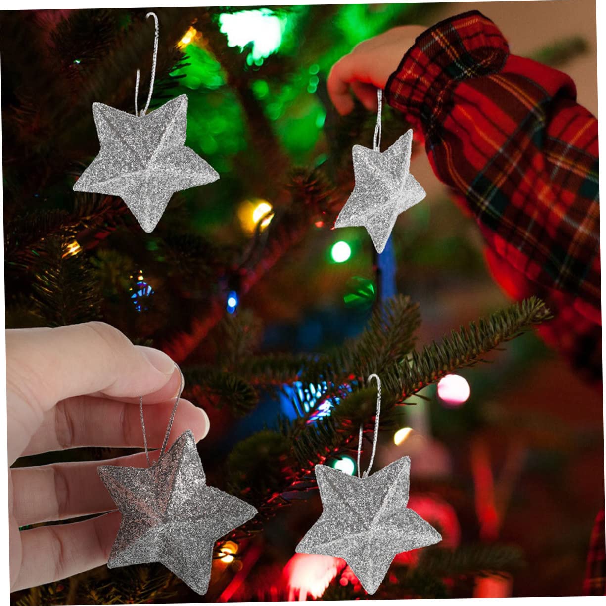Ciieeo 5 Set Di Decorazioni Natalizie 3d Con Ciondoli A Forma Di Stella Glitterata Facili Da Usare Per Decorazioni Per Alberi E Feste 30 Pezzi * 5
