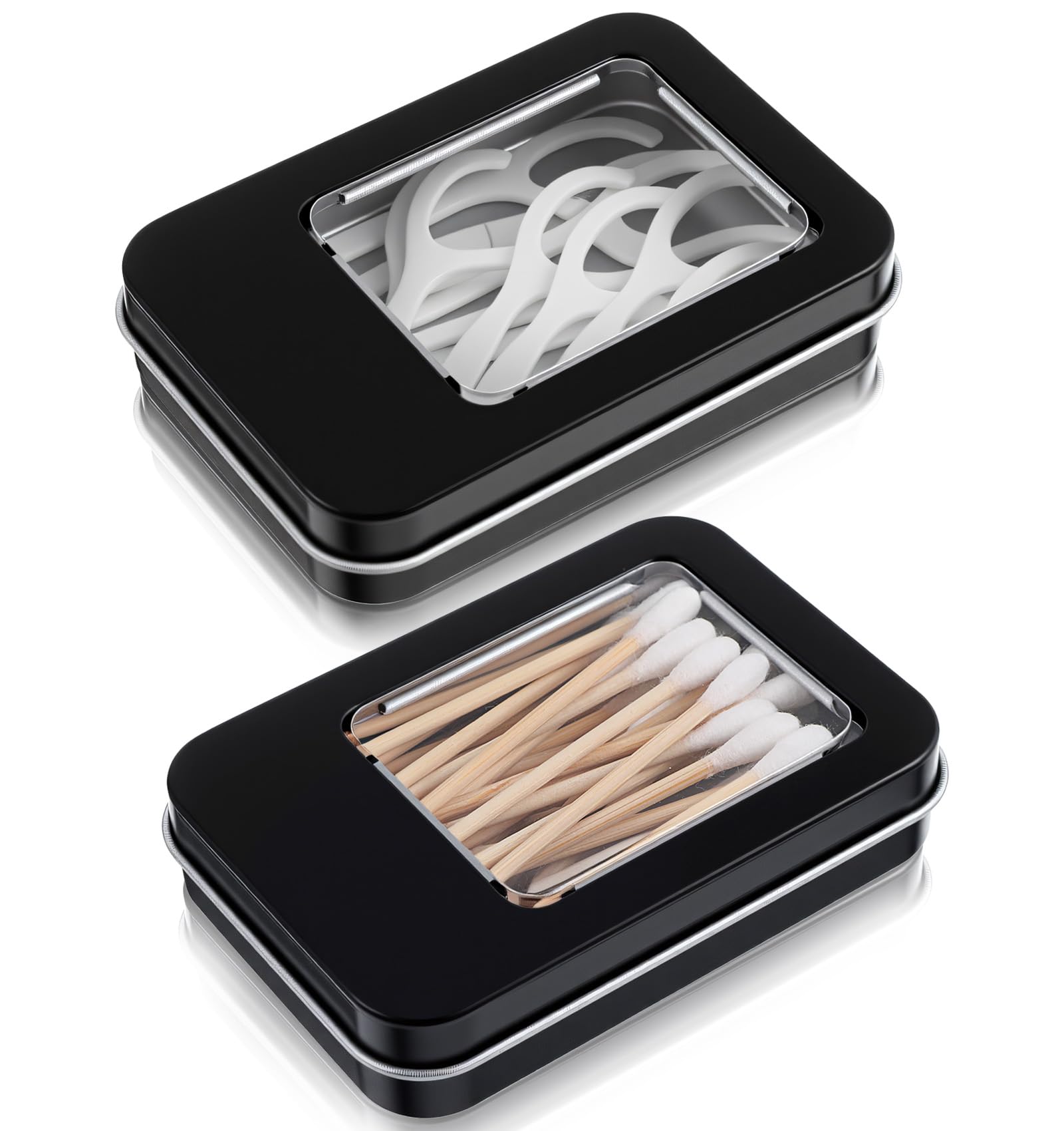 2Pcs Travel Qtips Casee Cotton Swab Travel Case with Dustproof Lid Storage for Floss Picks Hair Ties Cosmetic