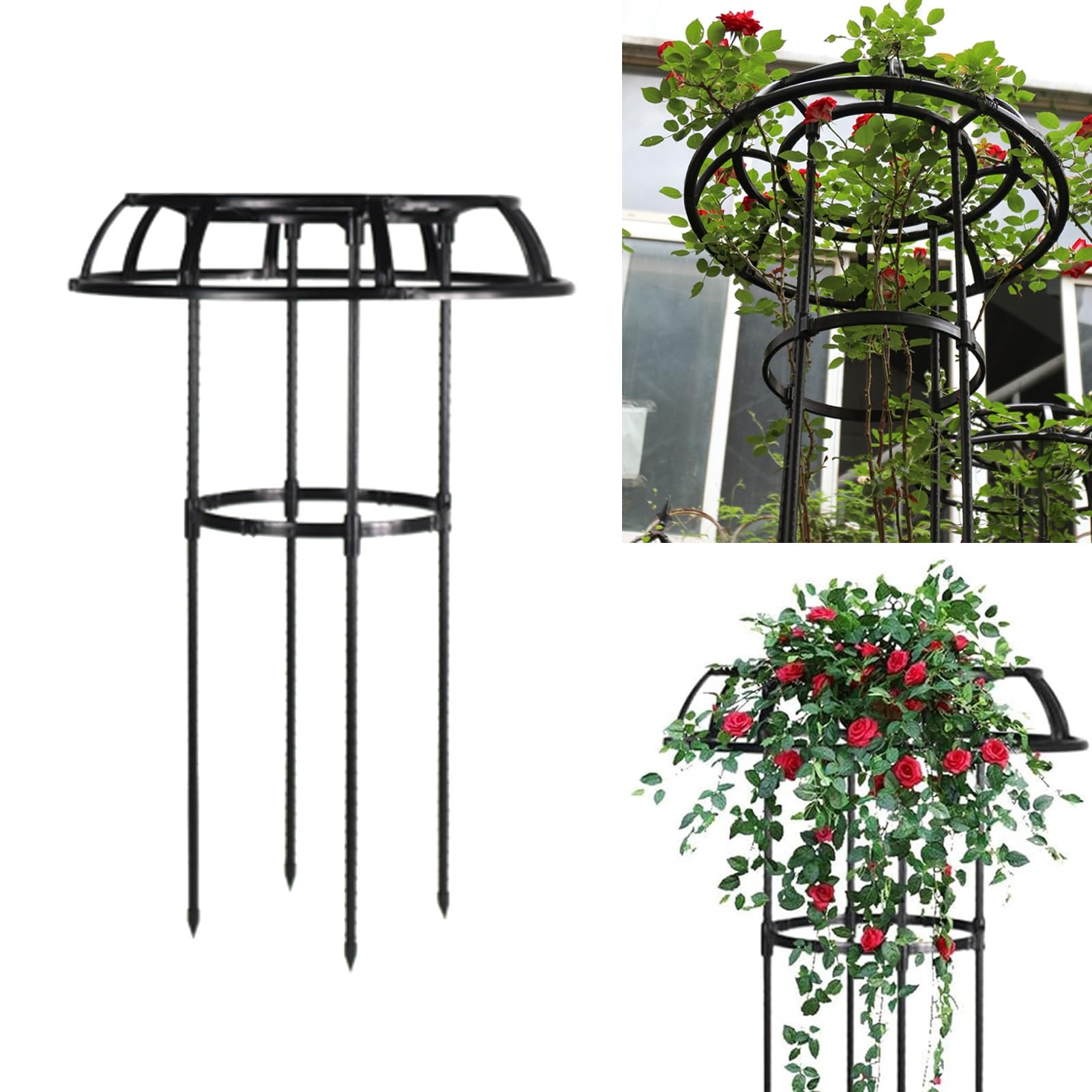 Nierdzewna metalowa kratka ogrodowa 75 cm do roślin pnących – podparcie obelisku i glicynii, idealna do winorośli, kwiatów i dekoracji ogrodu, wysokość 75 cm
