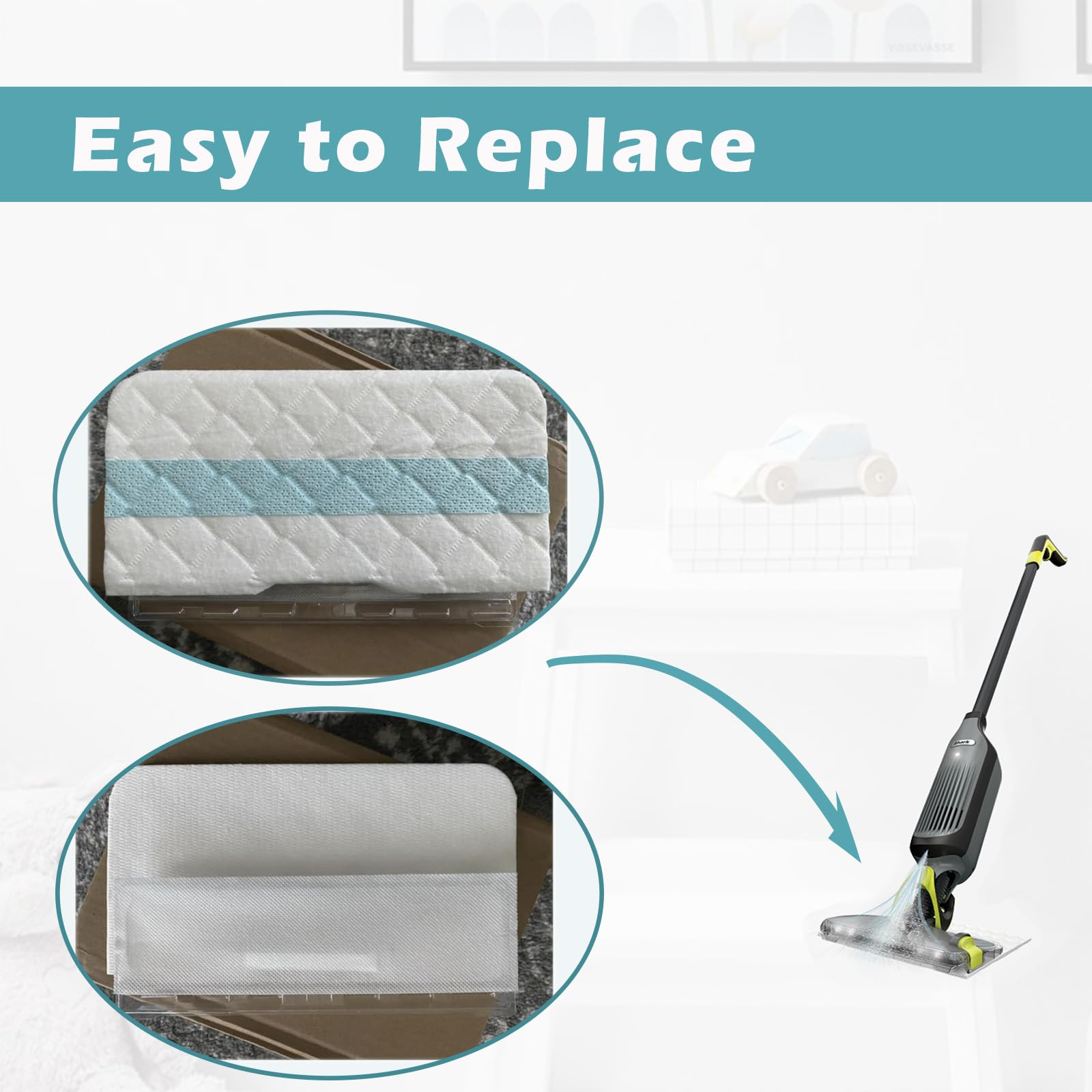 Replacement Pads for Shark VACMOP VM252 VM200 VM190 VM250 VM251 VM200C VM252C QM250 VC205,20 Pcs Disposable Vac Mop Pads Refills - 4