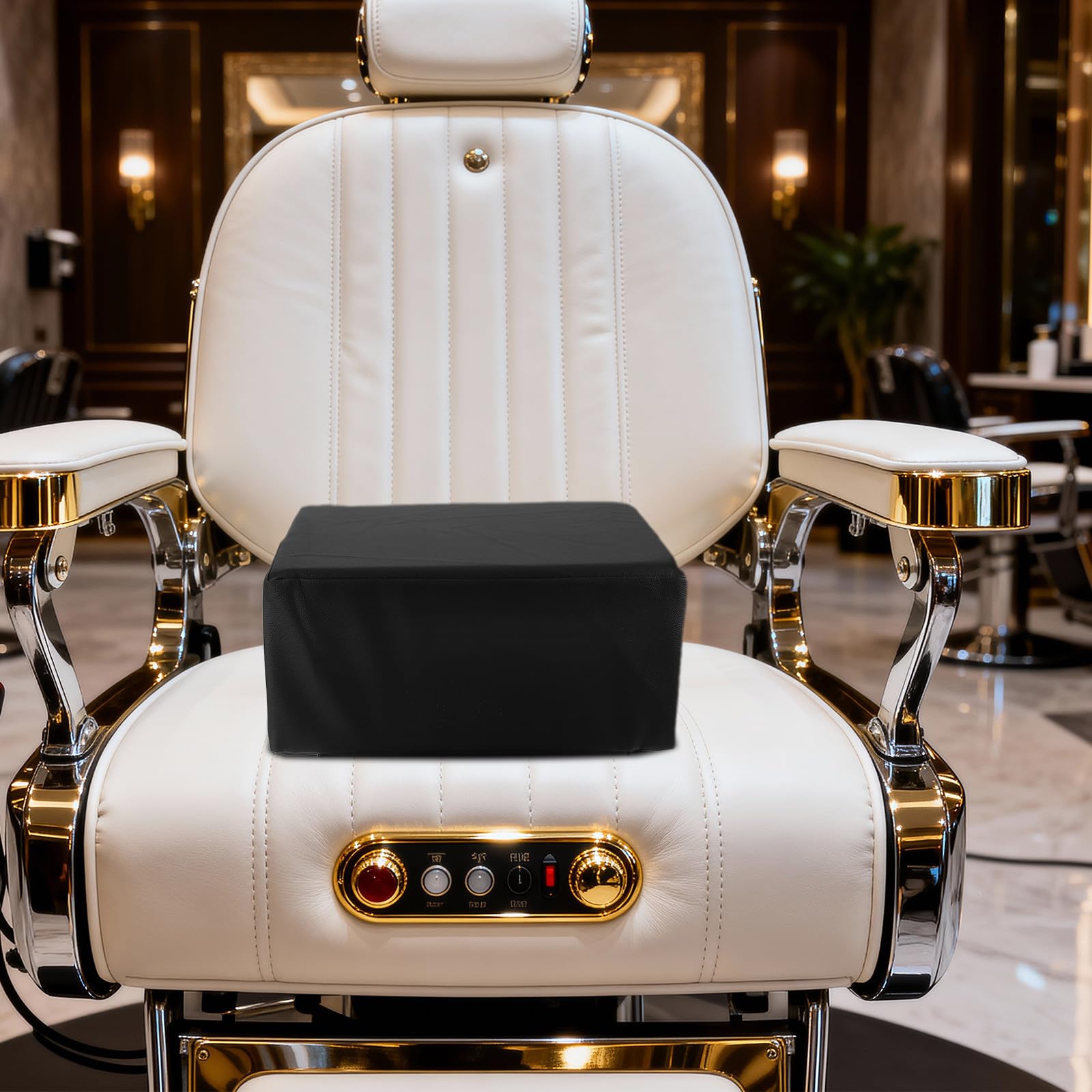 VILLCASE Sitzerhöhung für Friseurstuhl aus Schwarzem Kunstleder mit Waschbarem Weichem Sitzpolster für Salon und Hause