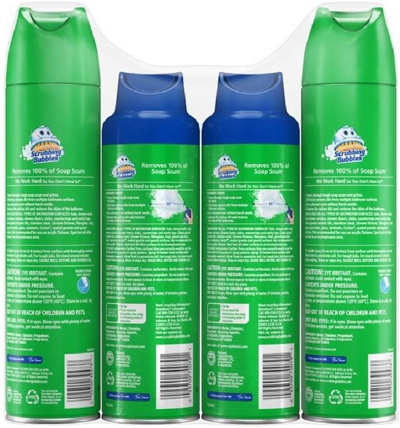 Scrubbing Bubbles Bathroom Grime Fighter, Mega Shower Foamer 4 Pack Total 90 oz : Health & Household