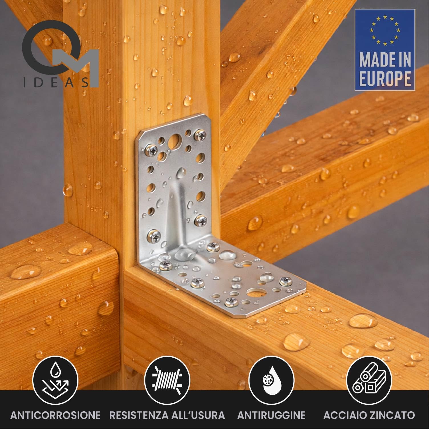 10 x Squadretta di Giunzione Angolare ( 90 x 90 x 65 x 2 ) Squadretta Rinforzata Zincate