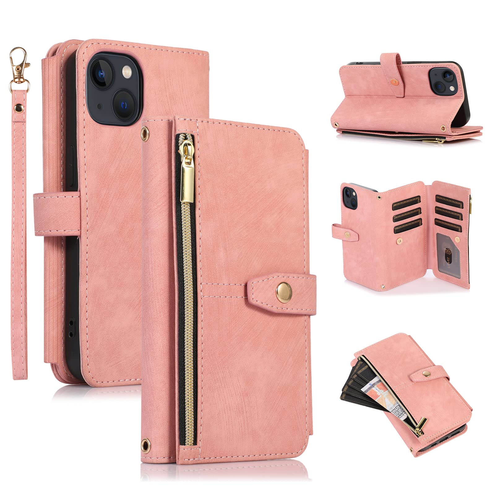 UEEBAI Custodia A Portafoglio Per IPhone 12 Mini (5.4") - Pelle PU Con Slot Per Carte E Supporto, Chiusura Magnetica, Anturto, Colore Blu