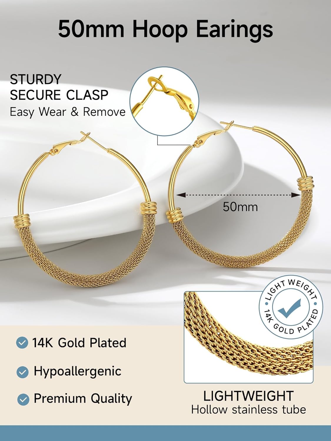 PROSTEEL 30/40/60/80/100mm Chunky Hoop Earrings For Women Gold Plated/Black Stainless Steel Hoops Earrings Statement Jewelry - Image 4