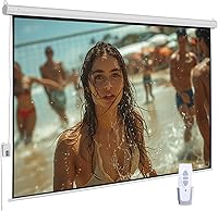 Vista 1 de 110" Motorized Projector Screen, Electric 16:9 Projector Screen with Remote Control, Indoor/Outdoor HD Movie Screen, Wall/Ceiling Mounted, Perfect