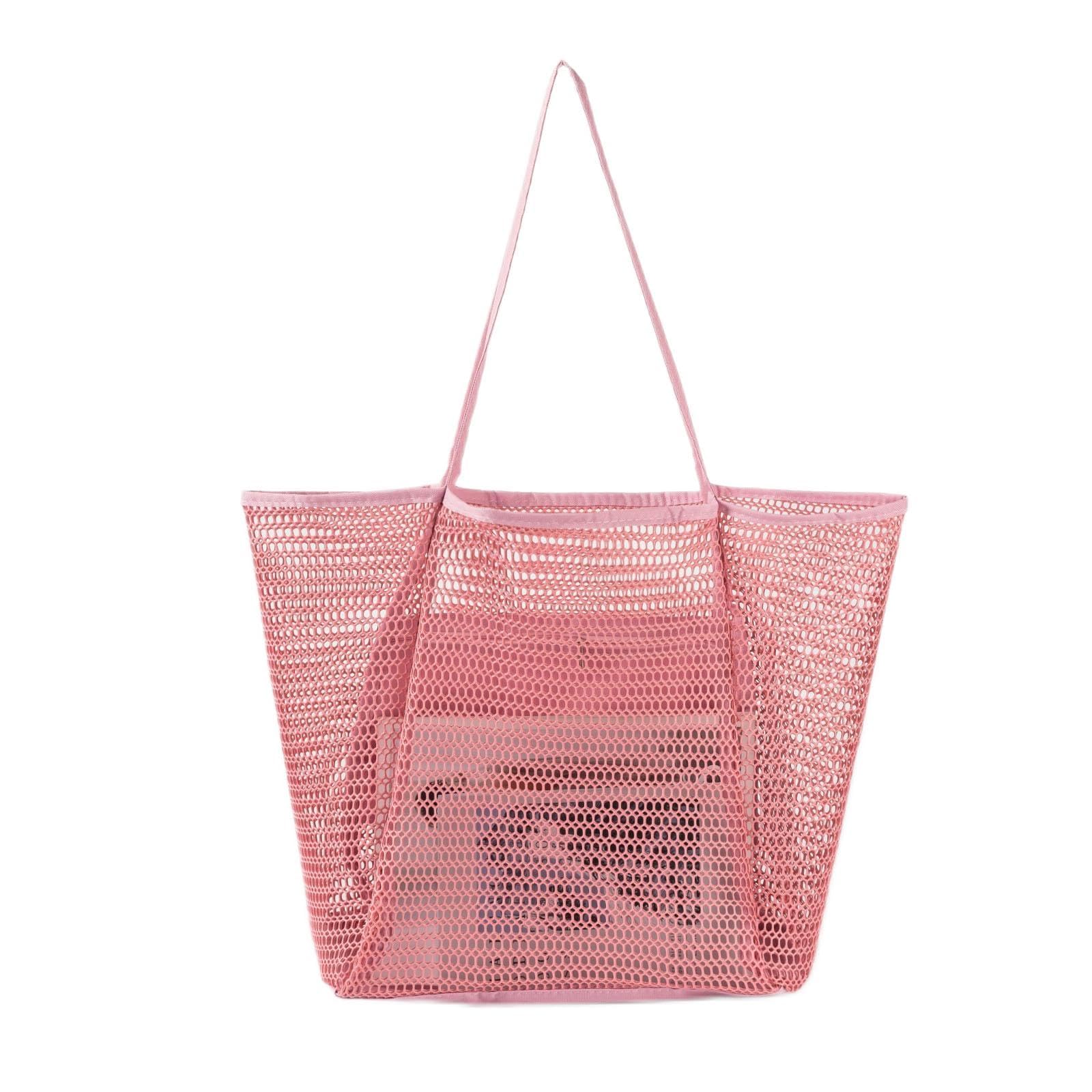 NLAND Bolso de Playa Mujer Grande Bolso de Malla con Bolsillo Bolso de Nailon para Viajes Natación Compras Shopping Bag