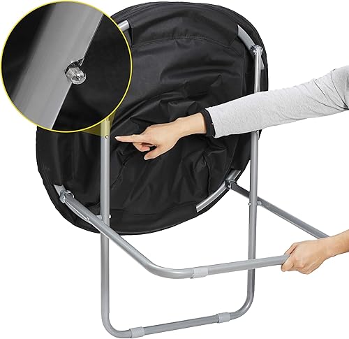 Miniatura 7 de Nouva Silla plegable, silla plegable de luna, silla de lectura redonda de piel sintética, silla de juegos con marco de metal para niños,