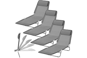 Suzile 4 Pack Folding Chaise Lounge Chair for Affordable Tanning Sessions