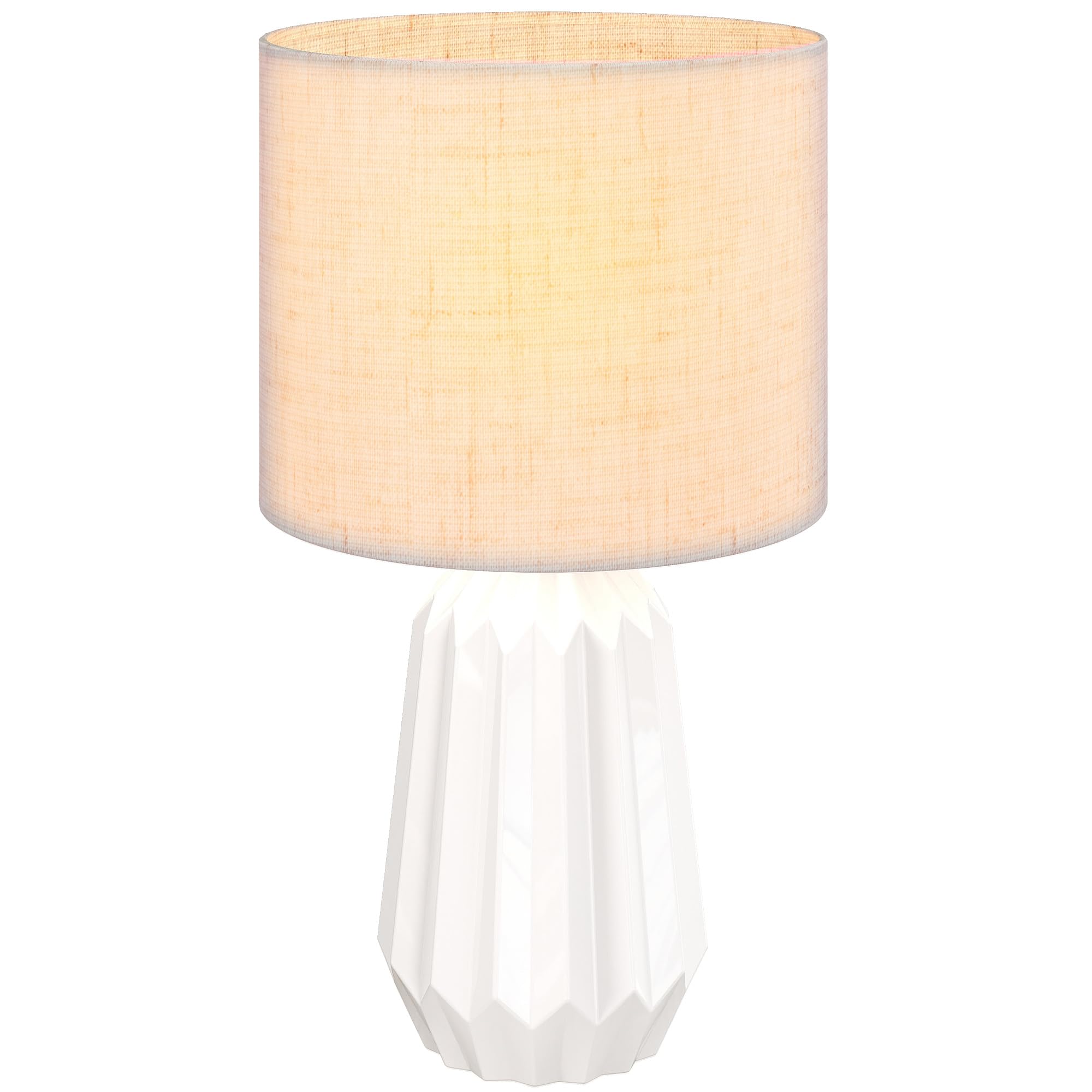 HOMCOM Lampe de Table avec Base en Céramique, Culot E27, Blanc et Beige
