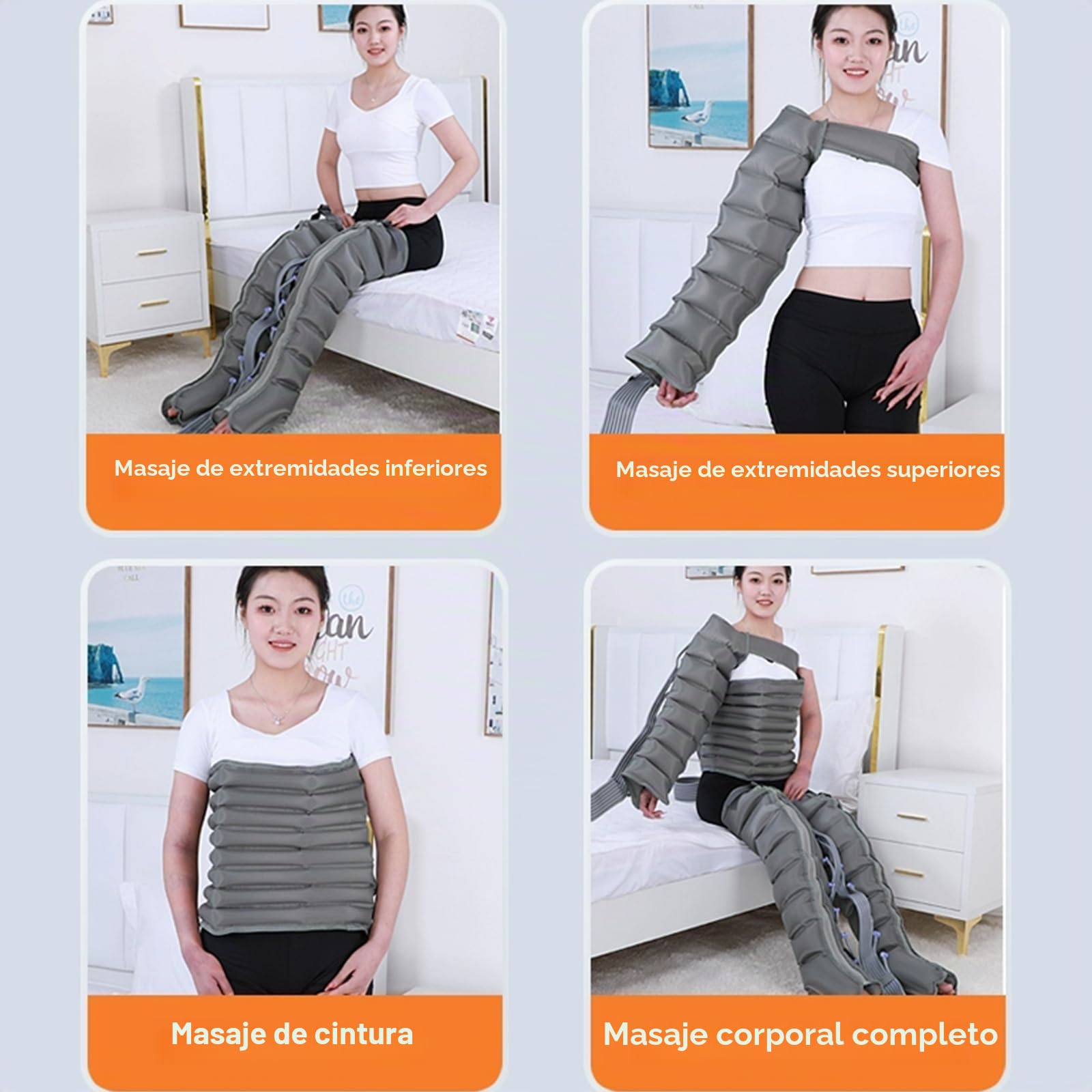 Masajeador Piernas Presoterapia | Botas De Presoterapia Piernas Y Abdomen | 8 Cámaras Maquina De Presoterapia para Casa Abdomen Y Piernas Brazo Profesional, Aparato Presoterapia Cuerpo Completo