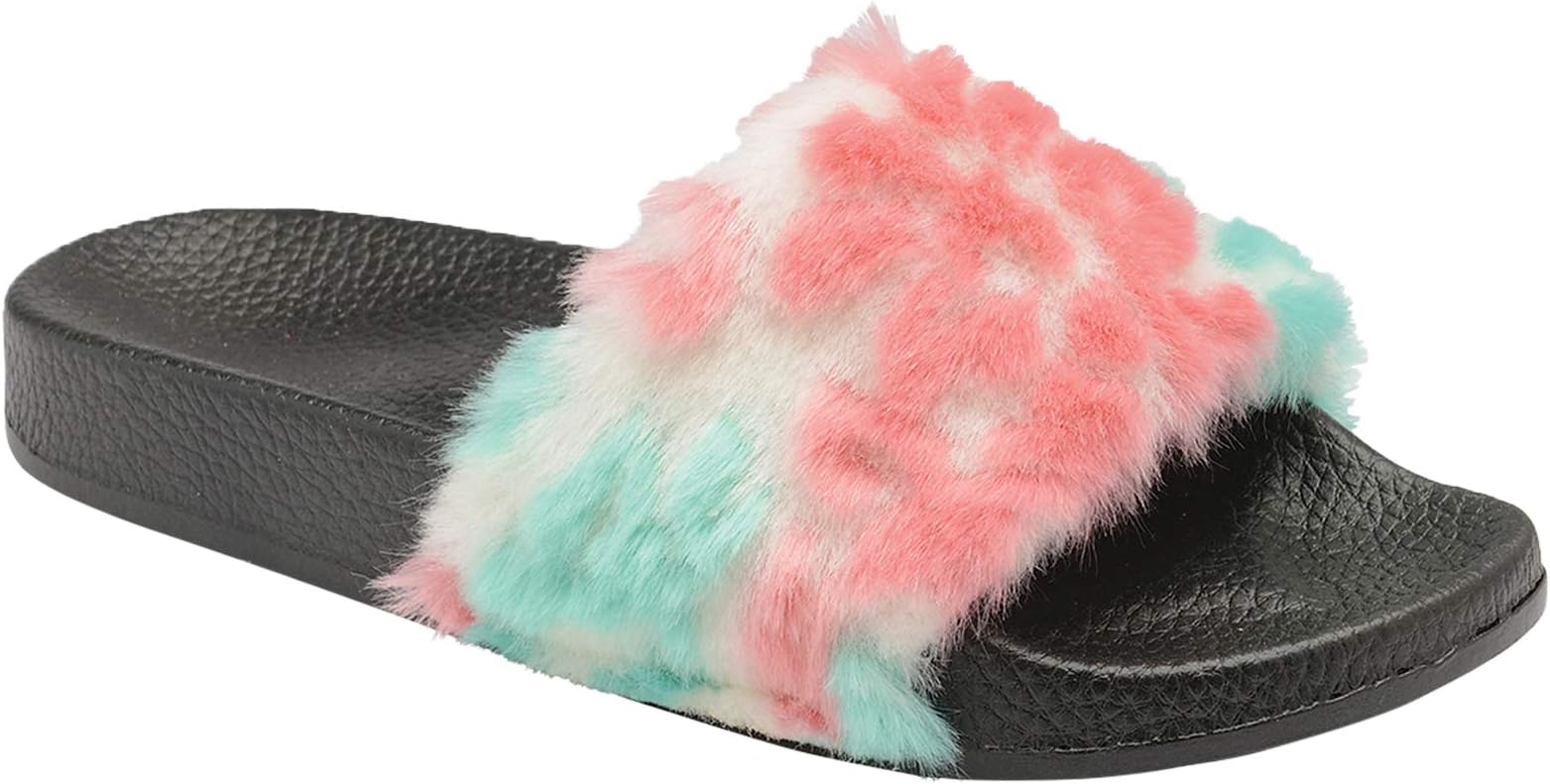 Dunlop Womens Faux Fur Flat Sliders