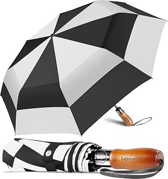Lejorain Windproof Golf Umbrella for Men - Automatic Open Close Heavy Duty Double Canopy Rain Umbrellas Extra Large Collapsible Travel