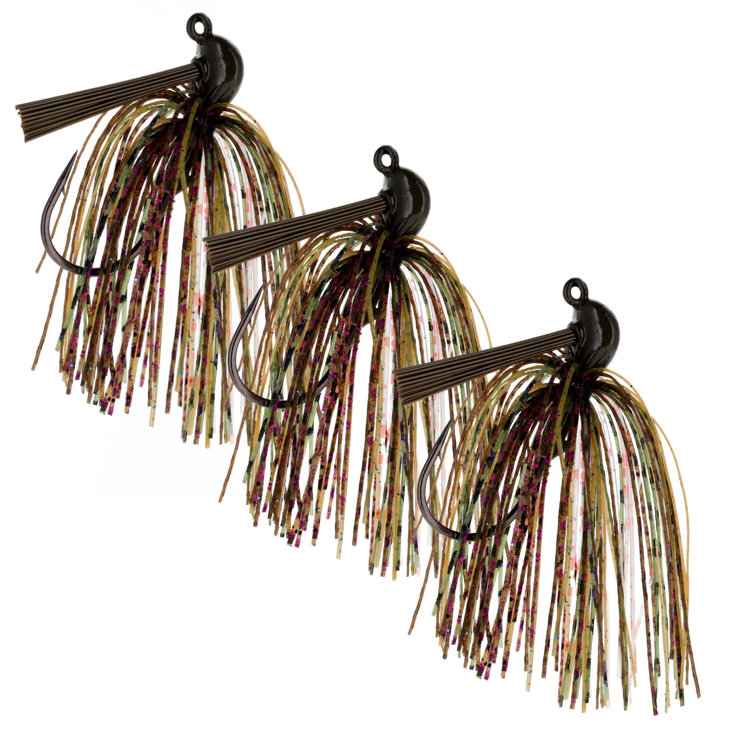 Reaction Tackle Flipping Jigs for Bass Fishing - Weedless Design Fishing Jig Head Fishing Lures - Bass, Pike, Walleye, Muskie and More (3-Pack)