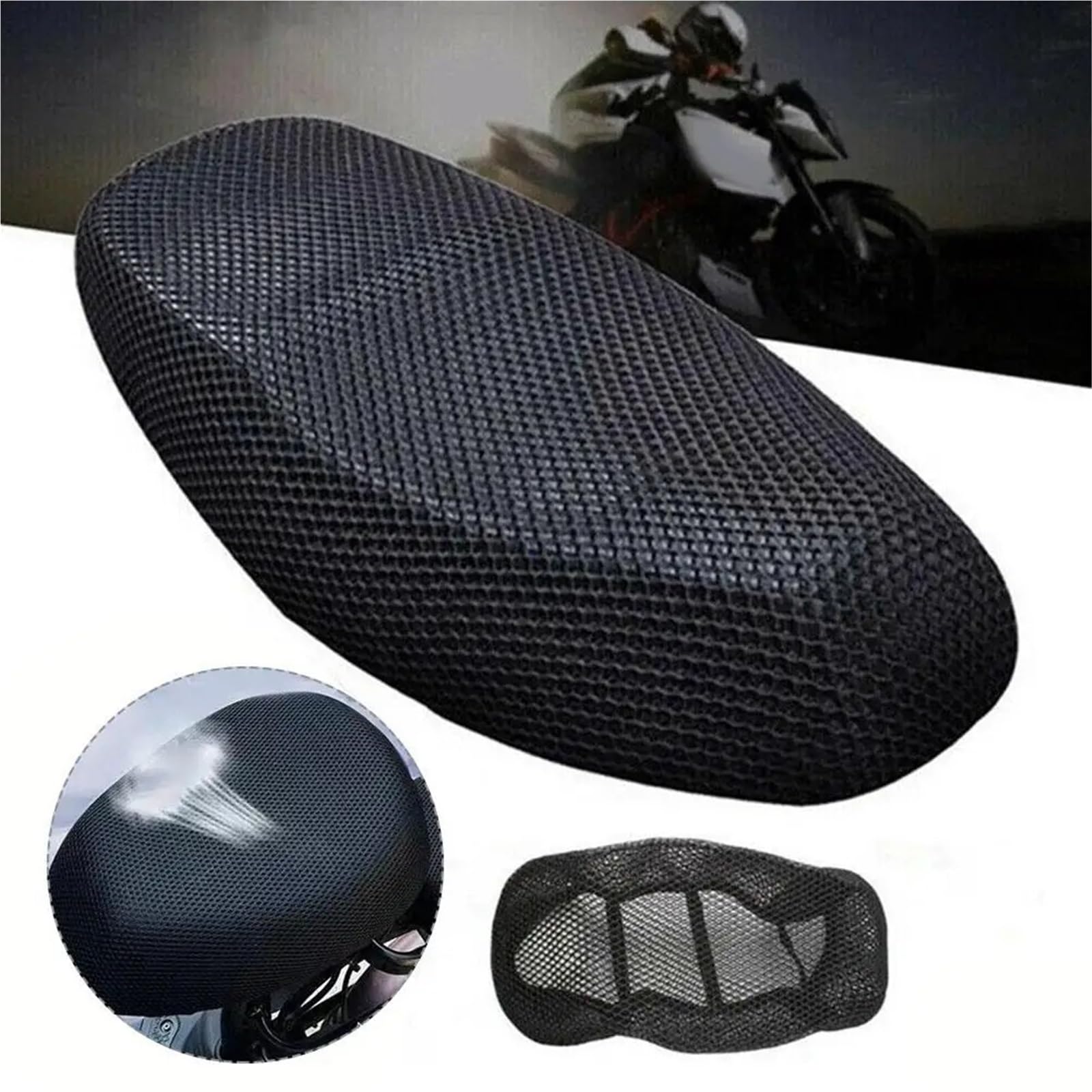 LISTEAM Coprisella traspirante per moto Cuscino Coprisedile Per Moto | Fodere traspiranti per cuscino coprisedile antiscivolo per moto(A 2 PCS)
