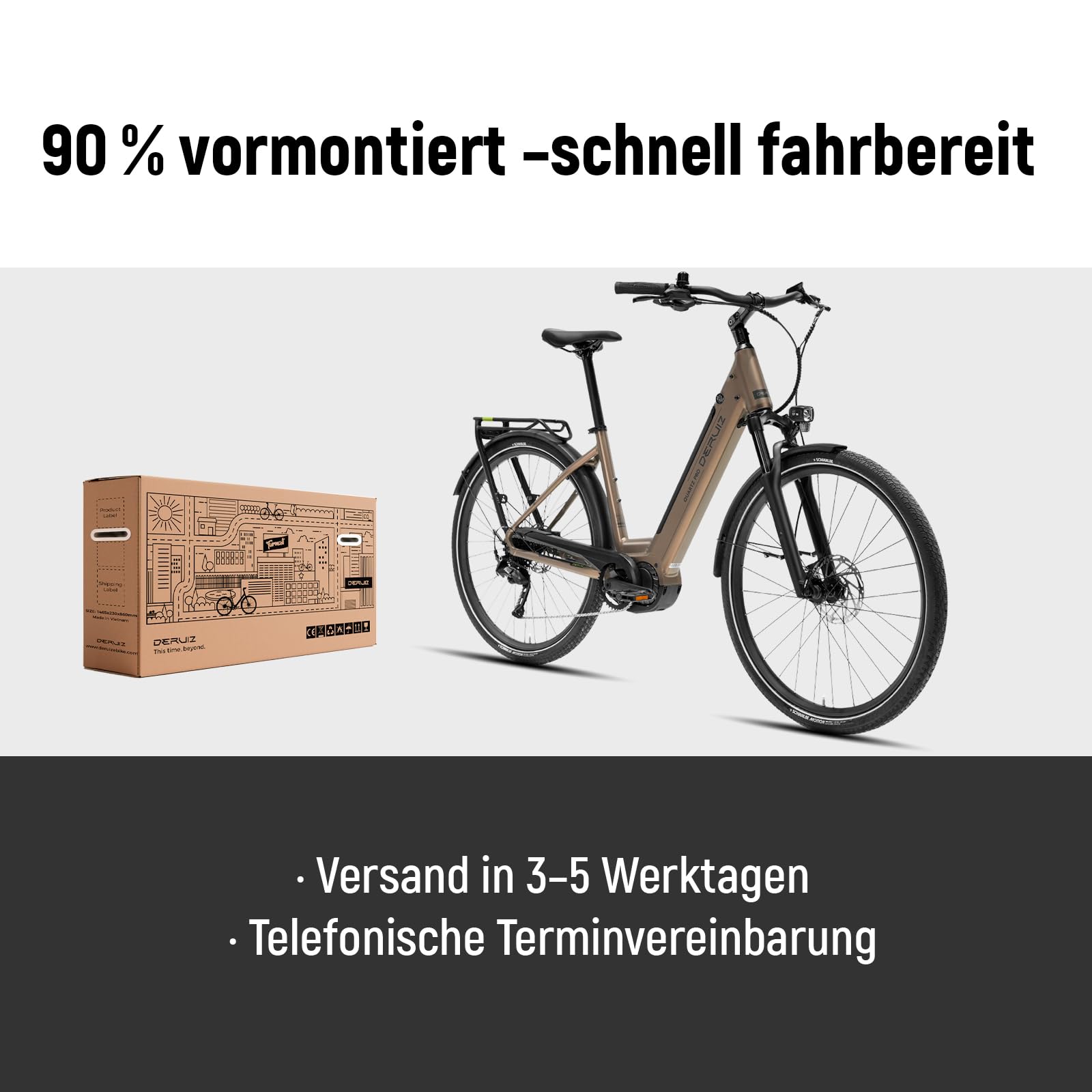 DERUIZ Quartz Pro E-Bike 28", motore centrale da 250 W, sensore di coppia
