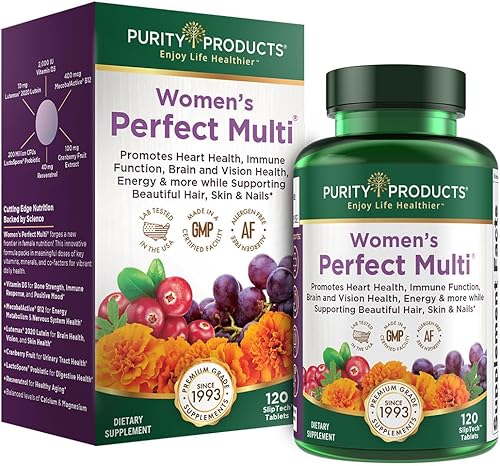 Purity Products Multivitamínico perfecto para mujer, apoya la salud del tracto urinario, sistema inmunológico, hueso + músculo, cabello, piel, uñas,