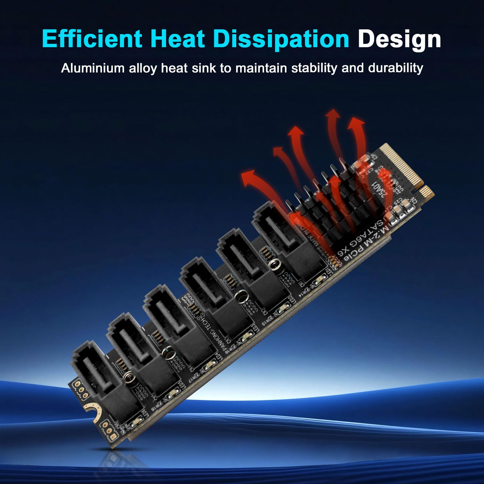 Scheda di espansione M.2 a SATA3.0, 6 porte SATA 3.0 controller PCIe per chip ASM1166, 6 x SATA3.0 6 Gbps, scheda adattatore PCIE3.0 X2 16 Gbps