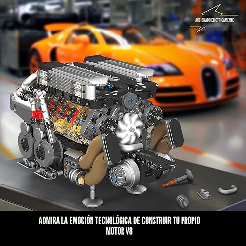 Miniatura 6 de Mould King 10131 W16 Juegos de Bloques de Construcción de Motor, Kit de Modelo de Motor V8 que Funciona, Construye tu Propio Motor Modelo STEM,
